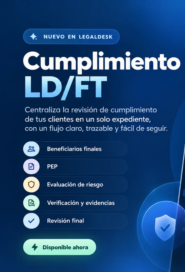 Cumplimiento LD/FT disponible en LegalDesk