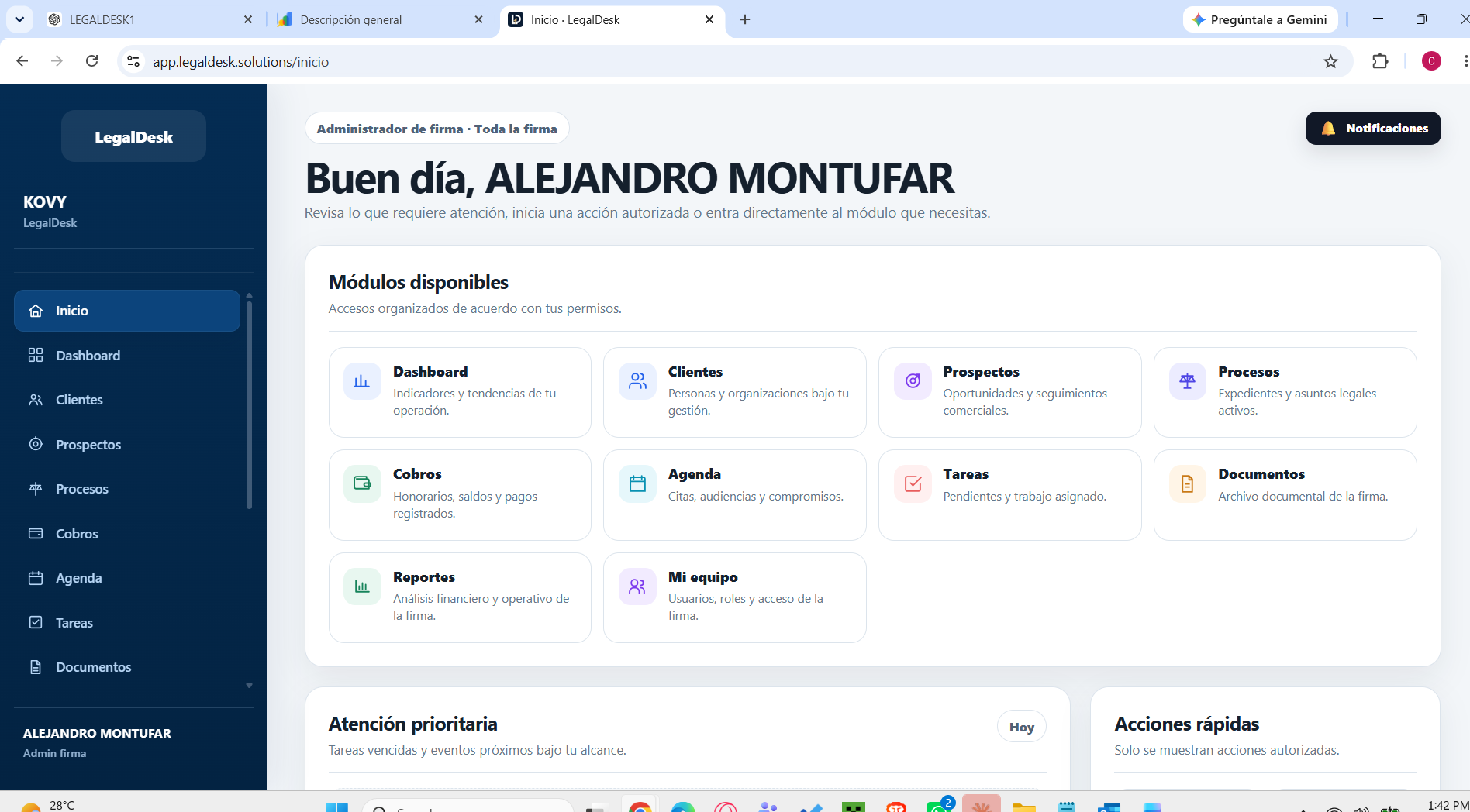Vista de LegalDesk